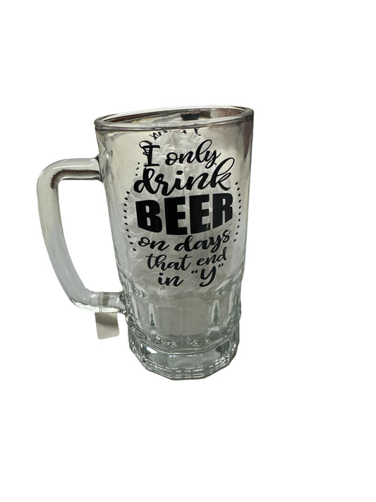 16oz Beer Stein Clear Glass