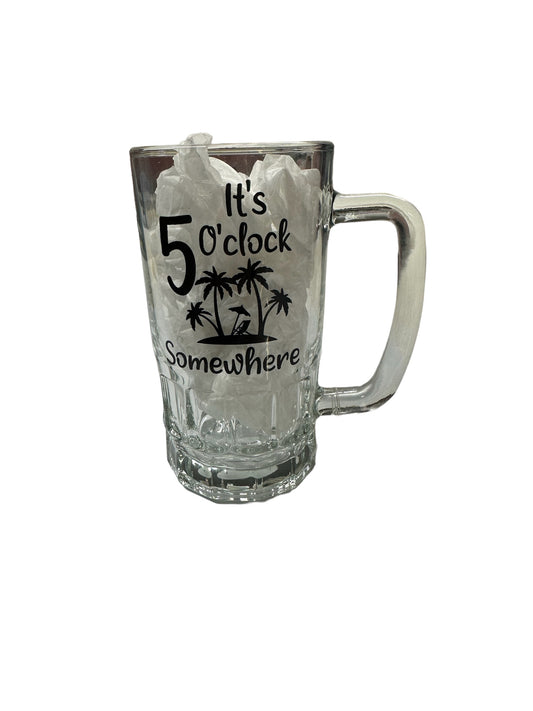 16oz Beer Stein Clear Glass