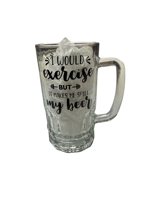 16oz Beer Stein Clear Glass