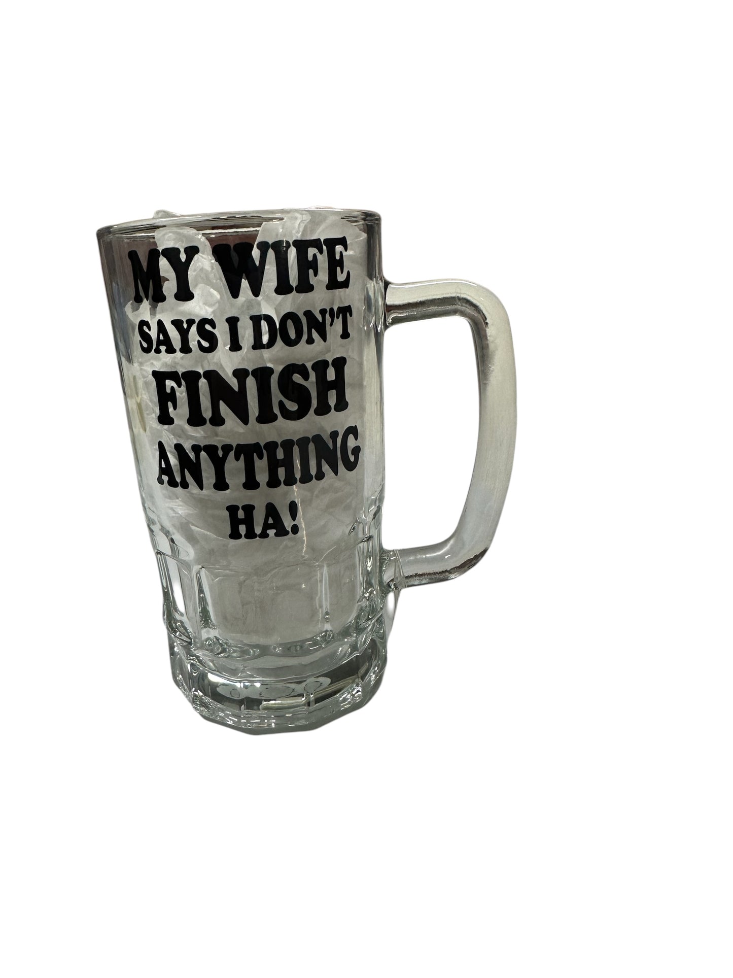 16Oz Beer Stein Clear Glass